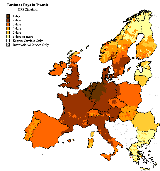 UPS shipping ground chart